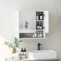 kleankin Wall Mounted Medicine Cabinet with Mirrored Door, Adjustable Shelf and Soft Close Mechanism(m-8)