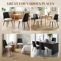 HOMCOM Dining Chairs Upholstered Kitchen Chairs Set of 2 with Steel Legs and Padded Seat for Dining Room, Kitchen, Black(m-7)