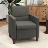 HOMCOM Fabric Accent Chair, Modern Armchair with Seat Cushion and Non-Slip Pads for Living Room, Bedroom, Dark Grey(m-1)