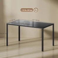 HOMCOM Rectangular Kitchen Table for 4 People, Dining Table with Tabletop Tempered Glass for Dining Room, Living Room, Black(m-3)