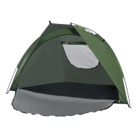 Outsunny Pop Up Tent, Beach Tent, UV Protected Sun Shelter with Carry Bag and Ground Stakes for 2-3 Person, Green(m-11)