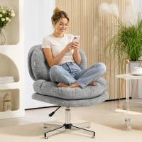 HOMCOM Computer Desk Chair, Armless Office Chair with Wide Padded Seat and Adjustable Height, Grey(m-1)