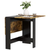 HOMCOM Drop Leaf Dining Table Wood Folding Table Multi-Use Side Table Dining Desk Space Saving Table, Rustic Brown and Black(m-13)