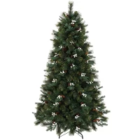 HOMCOM 6ft Christmas Tree with 716 Branch Tips, Easy-Assembly Hinged Design, Artificial Fir Xmas Tree for Home Office Holiday(m-2)