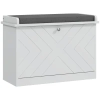 HOMCOM Shoe Storage with Seat, Upholstered Hallway Bench, Shoe Bench with Flip Drawer, Adjustable Shelf for 4-6 Pairs of Shoes(m-9)