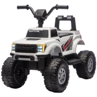 Qaba 12V Kids Ride on Truck Car, Licensed Ford F-150 Electric Car for Kids with Headlight, Horn, for Ages 2-5, White(m-2)