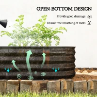 Outsunny 4.9' x 2' x 1' Large Outdoor Planter Box, Galvanized Raised Garden Bed with Metal Plant Stake, Black(m-5)
