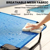 Outsunny Folding Lounge Chair w/ Reclining Back, Dark Blue(m-6)