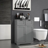 kleankin Bathroom Cabinet, Bathroom Storage Cabinet with 2 Drawers, Adjustable Shelf for Living Room, Entryway, Grey(m-1)