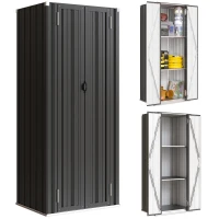 Outsunny Outdoor Storage Shed with Adjustable Shelves Metal Garden Shed with Double Doors for Patio Balcony Garage(m-9)