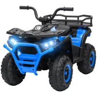 Qaba Kids ATV, 12V Battery Powered Electric Ride on Toy w/ Spring Suspension, Storage Basket, High & Low Speed, Blue(m-2)