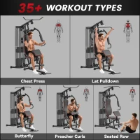 Soozier Home Gym, Multifunction Gym Equipment with 100Lbs Weight Stack for Back, Chest, Arm, Leg and Full Body Workout(m-4)