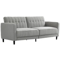 HOMCOM Convertible Bed with Couch, Button Tufted Fabric Sofa Bed with Adjustable Back for Living Room, Grey(m-2)