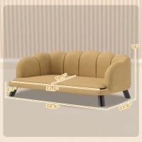 PawHut Pearl Design Pet Sofa for Medium and Large Sized Dogs, Pet Bed with Cushion and Solid Wood Legs, Coffee(m-6)