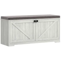 HOMCOM Shoe Storage Bench with Padded Seat, Entryway Bench Holds up to 352 lb, Shoe Organizer, 8 Pairs, Light Grey(m-9)