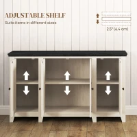 HOMCOM Rustic Sideboard, Buffet Cabinet with Adjustable Shelves for Living Room, Dining Room, Entryway, White Wood Grain(m-5)
