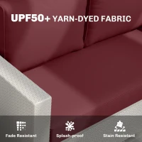 Outsunny 2 Seater Outdoor Seat Cushions with Backrest, Loveseat Double Sofa Outdoor Furniture Cushions, Wine Red(m-5)