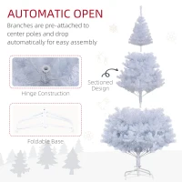 HOMCOM 6ft White Christmas Tree Artificial Christmas Tree with 928 Branch Tips and Metal Stand(m-6)