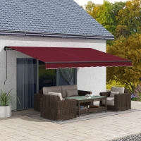 Outsunny 15' x 10' Retractable Awning, 280gsm UV Resistant Sunshade Shelter, for Deck, Balcony, Yard, Wine Red(m-1)