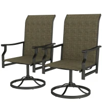Outsunny Patio Swivel Chair Set of 2, Swivel Rocker Outdoor Chairs with High Back, for Lawn Garden Backyard Deck, Brown(m-2)