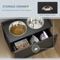 PawHut Pet Feeding Station Pet Dish Bowl Set with Storage, 2 Elevated Dog Bowls for Large Sized Dogs, Black(m-5)