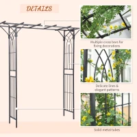 Outsunny Metal Garden Arch Outdoor Walkway Arbor, 74.75" x 19.75" x 82.75", Dark Grey(m-5)
