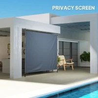 Outsunny 11.5' x 10' Manual Retractable Patio Awning, Outdoor Privacy Screen with UPF30+ & Water-Resistant Fabric, Dark Grey(m-7)