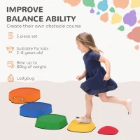 Qaba Ladybug Balance Stepping Stones for Promoting Balance Coordination and Strength, Outdoor & Indoor Obstacle Course(m-4)