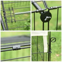 PawHut Metal Chicken Coop, 87" x 41" x 41" Chicken Run Pen for Yard with Cover, Portable Catio Poultry Cage Indoor Outdoor Backyard, Cat Cage for Rabbit, Duck, Hen, Small Animal, Chinchillas, Beige(m-8)
