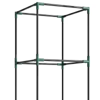 Outsunny Galvanized Planter Box, Outdoor Raised Garden Bed with 3-Tier Trellis Tomato Cage for Climbing Vines, Vegetables, Grey(m-12)