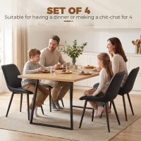HOMCOM Dining Chairs Set of 4, Faux Leather Upholstered Kitchen Chairs with Metal Legs for Dining Room, Living Room, Black(m-4)