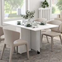HOMCOM Folding Dining Table, 55" Drop Leaf Table for Small Spaces, Foldable Table with Storage Shelves for Kitchen, Dining Room, White(m-8)
