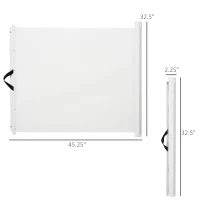 Pawhut Retractable Mesh Pet Safety Barrier Gate, Flexible and Extensible Safety Dog Gate Easy to Roll and Latch for Stairways Doorways Hallways, 45'' x 32", White(m-4)
