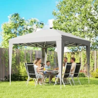 Outsunny 10 x 10 ft Pop Up Canopy Tent with Central Light, UPF 50+ Instant Portable Canopy Shelter with Remote, Light Grey(m-1)