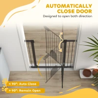 PawHut 30"-41" Extra Wide Pet Gate Barrier with Small Door, 35"H Dog Gate with Safety Gate Barrier, Stair Pressure Fit, Black(m-5)