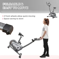 Soozier Exercise Bike with 10-Level Adjustable Magnetic Resistance, Indoor Cycling Bike Home Cardio Workout Trainer, 16lbs Flywheel, LCD Display, and Adjustable Seat, Grey(m-7)