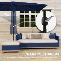 Outsunny 6.5x9.6ft Rectangle Aluminum Tilt Patio Umbrella, Garden Market Parasol, Outdoor Sunshade Canopy with Crank, Navy Blue(m-5)