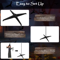 Outsunny Animatronics Standing Witch, Voice-Activated Prop with Skull Staff & Flashing Eyes, Easy Setup Indoor, Orange(m-7)