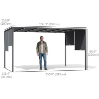 Outsunny 10' x 13' Outdoor Patio Pergola with Sliding Roof, LED Lights, Solar Powered for Garden, Lawn, Backyard, Dark Grey(m-3)