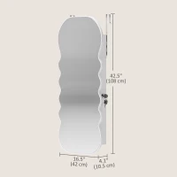 HOMCOM Jewelry Armoire Cabinet with Lights, Wall Mounted or Door Hanging Mirror Jewelry Cabinet with Full Length Mirror, White(m-3)