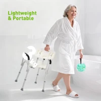 HOMCOM Adjustable Medical Shower Chair with Back, Bathtub Bench Bath Seat with Padded Arms, Non Slip Tub Safety for Disabled, Seniors, Elderly(m-7)