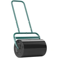 Outsunny Heavy Duty Lawn Roller, 20" Push/Tow Behind Sod Roller, Grass Flattener Filled with 11gal Water/136lbs Sand, Green(m-9)
