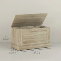 HOMCOM 31.5 Inches Storage Chest, Storage Trunk with Safety Hinge, Wooden Box for Living Room, Natural Wood Grain(m-3)