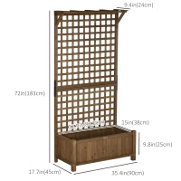 Outsunny Wood Planter with Trellis for Vine Climbing, Raised Garden Bed, Privacy Screen for Backyard, Patio, Deck, Coffee(m-3)
