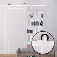 HOMCOM 6' Rustic Interior Sliding Barn Door Mounting Hardware Kit - White(m-5)