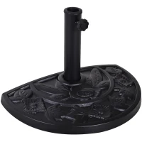 Outsunny 20 lbs Resin Half Round Patio Umbrella Base 20" Outdoor Decorative Parasol Stand Holder For Φ1.5", Φ1.9" Pole, Black(m-2)