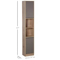 HOMCOM 67" Narrow Bathroom Storage Cabinet, Tall Freestanding Floor Cabinet, Bathroom Linen Cabinet with Doors and Adjustable Shelves(m-3)