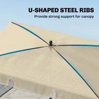 Outsunny 6.5x4ft Rectangle Patio Umbrella Aluminum Tilt Adjustable Garden Parasol Sun Shade Outdoor Canopy Beige(m-5)