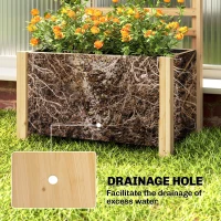 Outsunny Wooden Raised Garden Bed with Trellis, Outdoor Elevated Planter Box with Drainage Hole and Bed Liner(m-6)