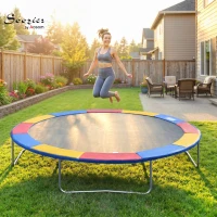 Soozier Trampoline Pad, 14FT Replacement Trampoline Safety Pad Mat Spring Cover, Water-Resistant, UV-Resistant, Tear-Resistant, No Holes for Pole, Colorful(m-7)